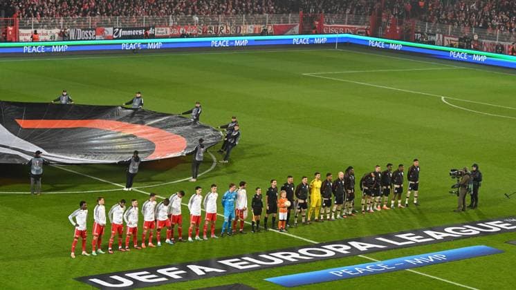 Football, men, 2022 2023 season, Europa League, play offs to the round of 16, second leg , 1 FC Union Berlin Ajax Amsterdam, players from Ajax Amsterdam and 1 FC Union Berlin , 23 02 2022, Copyright: xMatthiasxKochx