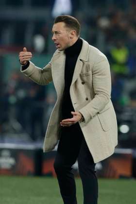 Italy: Europa League football match AS Roma vs FC Salzburg Salisburgo s German coach Matthias Jaissle gesticulate during the UEFA Europa League first knockout round return match between AS Roma vs FC Salzburg at the Olimpico Stadium in Rome, on February 23, 2023. AS_Romai_Salisburgo_0023 Copyright: xAntonioxBalascox