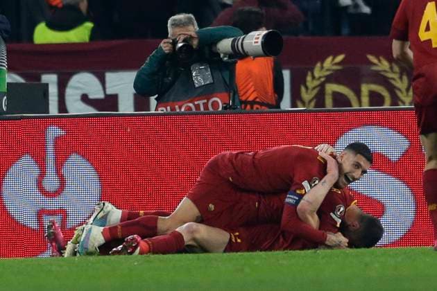 Italy: Europa League football match AS Roma vs FC Salzburg Roma s Italian forward Andrea Belotti celebrates after scoring a goal during the UEFA Europa League first knockout round return match between AS Roma vs FC Salzburg at the Olimpico Stadium in Rome, on February 23, 2023. AS_Romai_Salisburgo_0033 Copyright: xAntonioxBalascox