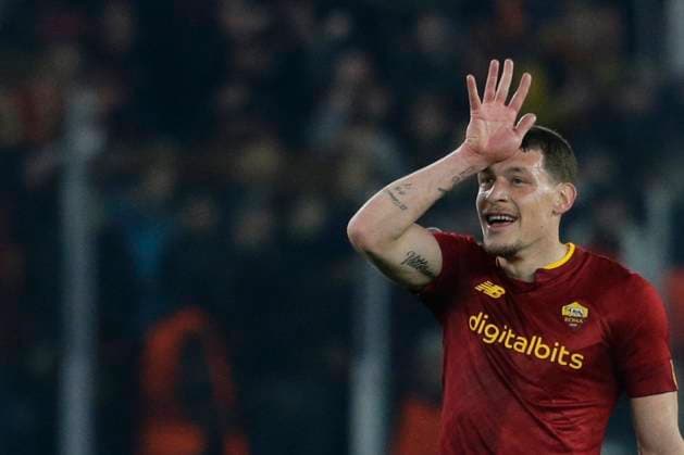 Sport Bilder des Tages Italy: Europa League football match AS Roma vs FC Salzburg Roma s Italian forward Andrea Belotti celebrates after scoring a goal during the UEFA Europa League first knockout round return match between AS Roma vs FC Salzburg at the Olimpico Stadium in Rome, on February 23, 2023. AS_Romai_Salisburgo_0042 Copyright: xAntonioxBalascox