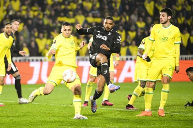 Mostafa Mohamed Ahmed Abdalla (Nantes) FOOTBALL : Nantes vs Juventus de Turin - Barrage retour Ligue Europa - 23 02 2023 JBAutissier Panoramic 