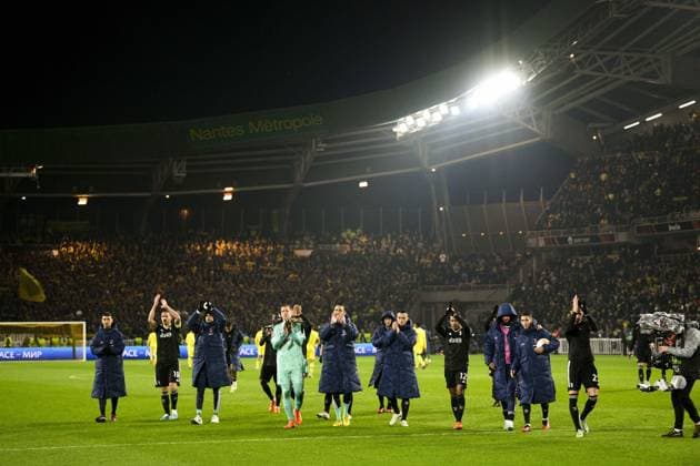 joie des joueurs de la Juventus en fin de match FOOTBALL : Nantes vs Juventus de Turin - Barrage retour Ligue Europa - 23 02 2023 JBAutissier Panoramic 