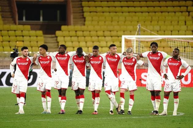 Equipe de l™AS Monaco FOOTBALL : AS Monaco vs Bayer 04 Leverkusen - League Europa - Monaco - 23 02 2023 NorbertScanella Panoramic 