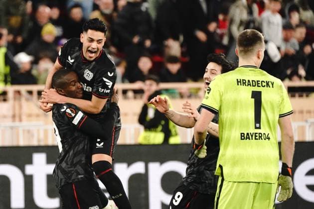 Sport Themen der Woche KW08 Sport Bilder des Tages Moussa Diaby (Bayer 04 Leverkusen) - Nadiem Amiri (Bayer 04 Leverkusen) FOOTBALL : AS Monaco vs Bayer 04 Leverkusen - League Europa - Monaco - 23 02 2023 NorbertScanella Panoramic 