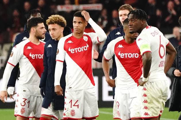 deception - Axel Disasi (AS Monaco) - Ismail Jakobs (AS Monaco) FOOTBALL : AS Monaco vs Bayer 04 Leverkusen - League Europa - Monaco - 23 02 2023 NorbertScanella Panoramic 