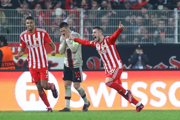 23 02 2023, xtgx, football UEFA Europa League, 1 FC Union Berlin Ajax Amsterdam emspor, v l Josip Juranovic Union Berlin, 18 after goal to 2 0 jubilation, goal celebration, cheers about the goal, celebrate the goal, celebration DFL DFB REGULATIONS PROHIBIT ANY USE OF PHOTOGRAPHS as IMAGE SEQUENCES and or QUASI VIDEO Berlin