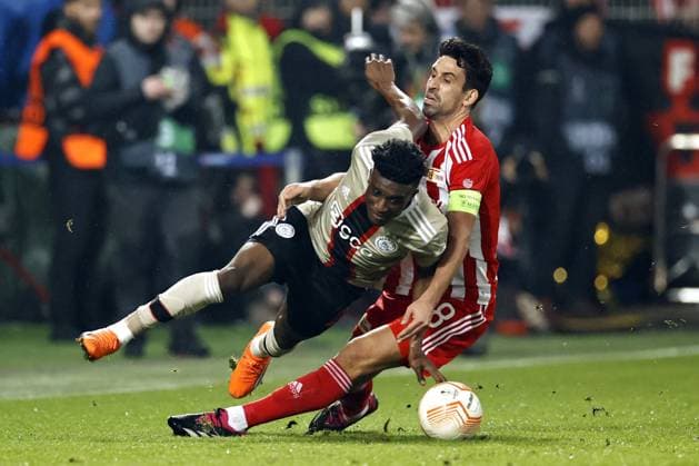 BERLIN - (lr) Mohammed Kudus of Ajax, Rani Khedira of 1. FC Union Berlin during the UEFA Europa league play-off match between FC Union Berlin and Ajax Amsterdam and at Stadion An der Alten Forsterei on February 23, 2023 in Berlin, Germany. ANP MAURICE VAN STONE 1. FC Union Berlin v AFC Ajax: Knockout Round Play-Off Leg Two - UEFA Europa League 2022 2023 xVIxANPxSportx xxANPxIVx 463457042 originalFilename: 463457042.jpg