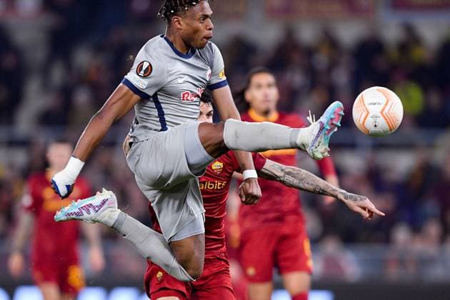 AS Roma v FC Salzburg - UEFA Europa League Chukwubuike Adamu of FC Salzburg controls the ball during the UEFA Europa League knockout round play-off leg two match between AS Roma and FC Salzburg at Stadio Olimpico, Rome, Italy on 23 February 2023. Rome Rome Italy  Copyright: xGiuseppexMaffiax originalFilename:maffia-asromavf230223_npeCJ.jpg