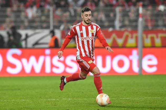 Football, men, season 2022 2023, Europa League, play offs to the round of 16, second leg , 1 FC Union Berlin Ajax Amsterdam, Josip Juranovic 1 FC Union Berlin in action, on the ball, individual action , 23 02 2022, Copyright: xMatthiasxKochx