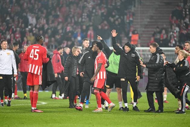 Football, men, season 2022 2023, Europa League, Play Offs to the round of 16, second leg , 1 FC Union Berlin Ajax Amsterdam, Rumulte Rudelbildung between players of Ajax Amsterdam and 1 FC Union Berlin , 23 02 2022, Copyright: xMatthiasxKochx