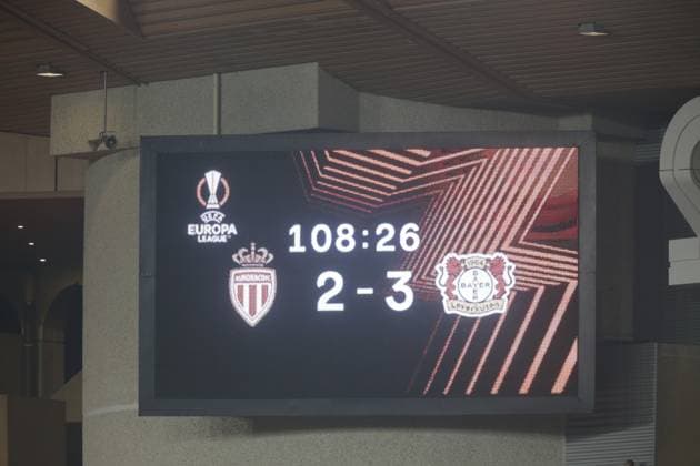 during the Uefa Europa League, football match between As Monaco and Bayer 04 Leverkusen,on 23 February 2023 at State Luis II in Monaco, Photo Ndrerim Kaceli  Copyright: xNderimxKaceli LiveMediax xipa-agx xLivexMediax 0 IPA_IPA36304775
