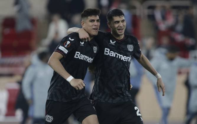 Exequiel Palacios of Bayer 04 Leverkusen during the Uefa Europa League, football match between As Monaco and Bayer 04 Leverkusen,on 23 February 2023 at State Luis II in Monaco, Photo Ndrerim Kaceli  Copyright: xNderimxKaceli LiveMediax xipa-agx xLivexMediax 0 IPA_IPA36304832