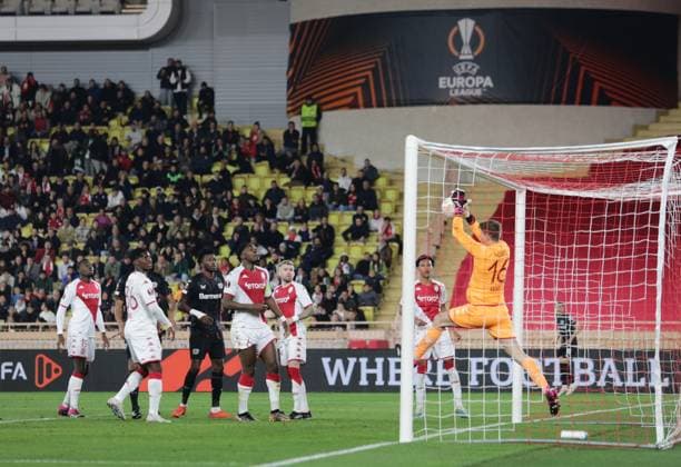 Alexander Nubel of As Monaco during the Uefa Europa League, football match between As Monaco and Bayer 04 Leverkusen,on 23 February 2023 at State Luis II in Monaco, Photo Ndrerim Kaceli  Copyright: xNderimxKaceli LiveMediax xipa-agx xLivexMediax 0 IPA_IPA36304885