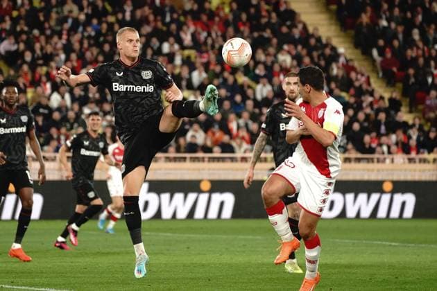 Mitchel Bakker (Bayer 04 Leverkusen) FOOTBALL : AS Monaco vs Bayer 04 Leverkusen - League Europa - Monaco - 23 02 2023 NorbertScanella Panoramic 