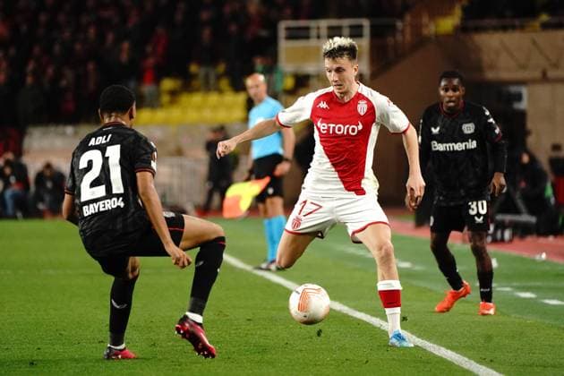Aleksandr Golovin (AS Monaco) - Amine Adli (Bayer 04 Leverkusen) FOOTBALL : AS Monaco vs Bayer 04 Leverkusen - League Europa - Monaco - 23 02 2023 NorbertScanella Panoramic 