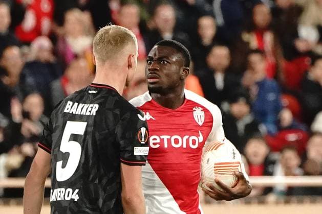 Sport Bilder des Tages Youssouf Fofana (AS Monaco) - Mitchel Bakker (Bayer 04 Leverkusen) FOOTBALL : AS Monaco vs Bayer 04 Leverkusen - League Europa - Monaco - 23 02 2023 NorbertScanella Panoramic 