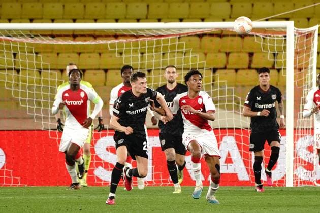 Edan Diop (AS Monaco) - Florian Wirtz (Bayer 04 Leverkusen) FOOTBALL : AS Monaco vs Bayer 04 Leverkusen - League Europa - Monaco - 23 02 2023 NorbertScanella Panoramic 