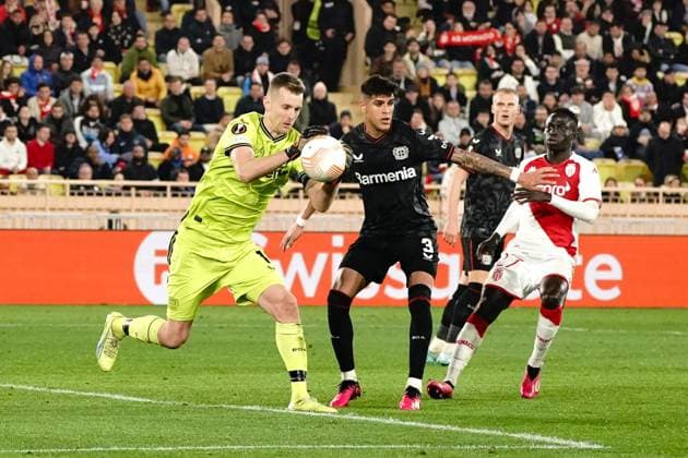 Lukas Hradecky (Bayer 04 Leverkusen) FOOTBALL : AS Monaco vs Bayer 04 Leverkusen - League Europa - Monaco - 23 02 2023 NorbertScanella Panoramic 
