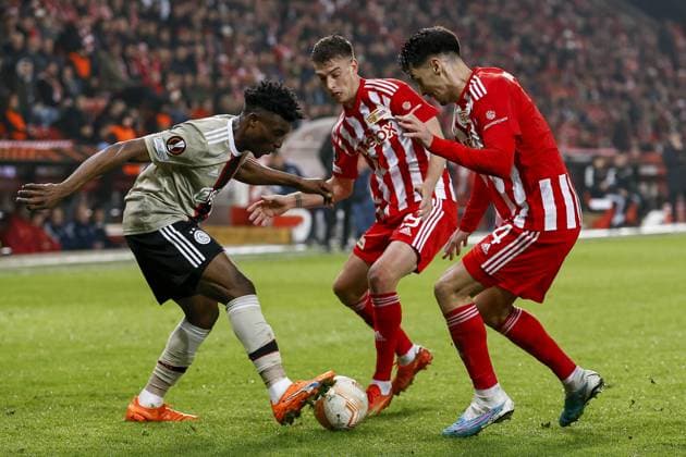 BERLIN - (LR) Mohammed Kudus of Ajax, Janik Haberer of 1. FC Union Berlin, Diogo Leite of 1. FC Union Berlin during the UEFA Europa league play-off match between FC Union Berlin and Ajax Amsterdam and at Stadion An der Alten Forsterei on February 23, 2023 in Berlin, Germany. ANP MAURICE VAN STONE 1. FC Union Berlin v AFC Ajax: Knockout Round Play-Off Leg Two - UEFA Europa League 2022 2023 xVIxANPxSportx xxANPxIVx 463468010 originalFilename: 463468010.jpg