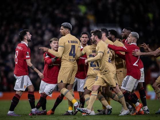 Manchester United, ManU vs Barcelona Players in action during the game valid for Europe League at the Old Trafford stadium, in Manchester, UK, today February 23, 2023. Copyright: xx AB4I0428