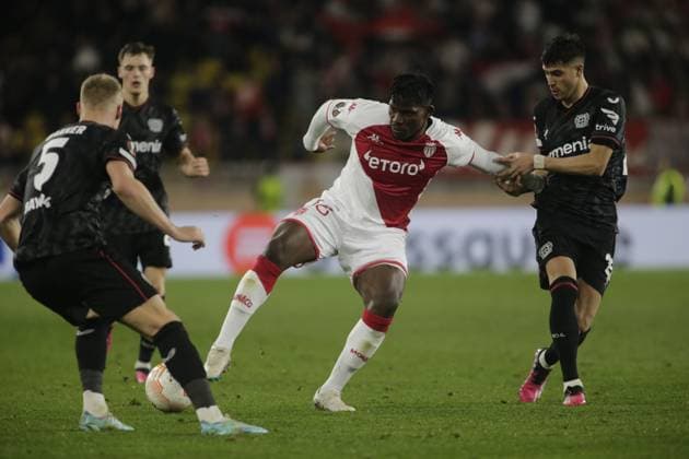February 23, 2023, Monaco, Principality of Monaco: Breel Embolo of As Monaco during the Uefa Europa League, football match between As Monaco and Bayer 04 Leverkusen,on 23 February 2023 at State Luis II in Monaco, Photo Ndrerim Kaceli. football Europa League match - AS Monaco vs Bayer Leverkusen, Monaco, Principality of Monaco  - ZUMAl164 20230223_zsa_l164_258 Copyright: xNderimxKacelix