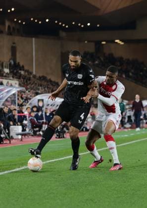 February 23, 2023, Monaco, Principality of Monaco: Jonathan Tah of Bayer 04 Leverkusen during the Uefa Europa League, football match between As Monaco and Bayer 04 Leverkusen,on 23 February 2023 at State Luis II in Monaco, Photo Ndrerim Kaceli. football Europa League match - AS Monaco vs Bayer Leverkusen, Monaco, Principality of Monaco  - ZUMAl164 20230223_zsa_l164_292 Copyright: xNderimxKacelix