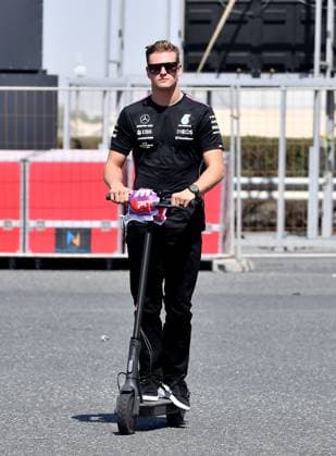 24 02 2023, Bahrain International Circuit, Sakhir, Formula 1 test drives in Bahrain 2023 , in the picture test driver Mick Schumacher DEU circles the track Sakhir Bahrain International Circuit Bahrain with an electric scooter  eu-images-506