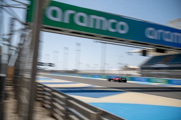 SAKHIR, BAHRAIN: Carlos Sainz, racing for the Scuderia Ferrari team during the 2023 Formula 1 Bahrain Testing at the Bahrain International Circuit in Sakhir, Bahrain.