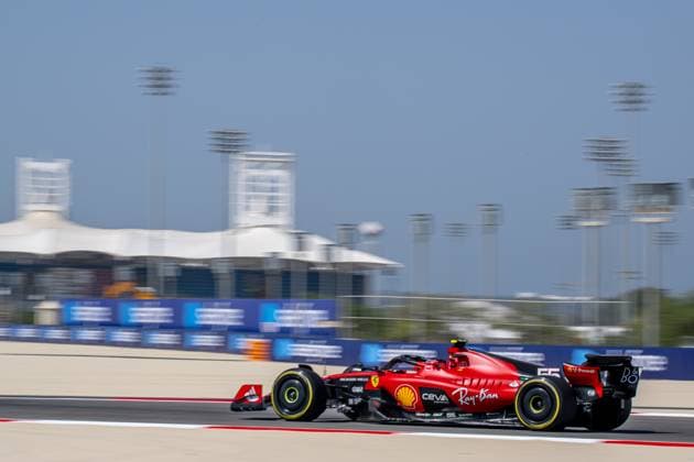 SAKHIR, BAHRAIN: Carlos Sainz, racing for the Scuderia Ferrari team during the 2023 Formula 1 Bahrain Testing at the Bahrain International Circuit in Sakhir, Bahrain.
