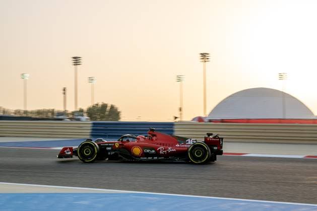 SAKHIR, BAHRAIN: Charles Leclerc, racing for the Scuderia Ferrari team during the 2023 Formula 1 Bahrain Testing at the Bahrain International Circuit in Sakhir, Bahrain.