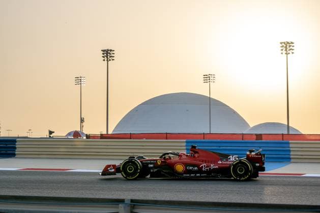 SAKHIR, BAHRAIN: Charles Leclerc, racing for the Scuderia Ferrari team during the 2023 Formula 1 Bahrain Testing at the Bahrain International Circuit in Sakhir, Bahrain.