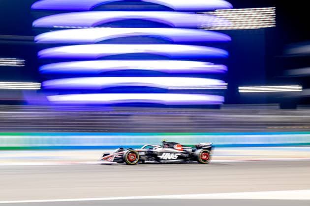 SAKHIR, BAHRAIN: Nico Hulkenberg, racing for the Haas F1 team during the 2023 Formula 1 Bahrain Testing at the Bahrain International Circuit in Sakhir, Bahrain.