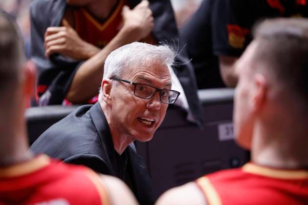 Head Coach Gordon Herbert Germany during a timeout, 24 02 2023, Germany vs Sweden, FIBA Basketball, World Cup Qualifiers, Germany, Frankfurt, Suewag Energie Arena Copyright: HMBxMedia xHeikoxBecker