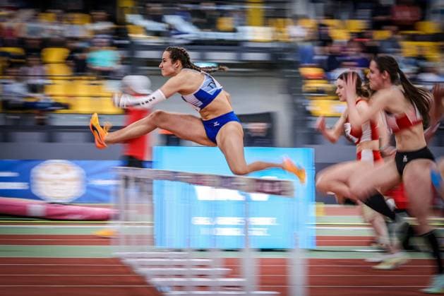 Sport Themen der Woche KW08 Sport Bilder des Tages Deutsche Jugend-Hallenmeisterschaften U20; Dortmund, 25.02.2023 Rosina Schneider (TV Sulz); Deutsche Jugend-Hallenmeisterschaften U20 am 25.02.2023 in der Helmut-Koernig-Halle, Dortmund (Nordrhein-Westfalen) *** German Youth Indoor Championships U20 Dortmund, 25 02 2023 Rosina Schneider TV Sulz German Youth Indoor Championships U20 on 25 02 2023 in the Helmut Koernig Hall, Dortmund North Rhine Westphalia Copyright: xBEAUTIFULxSPORTS B.Hoffmannx