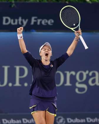 Barbora Krejcikova cheers after victory, jubilation, joy, emotion final, final Dubai Tennis Championships 2023 WTA Dubai Duty Free Tennis Stadium Dubai United Arab Emirates 25 February 2023 Copyright: xJuergenxHasenkopfx