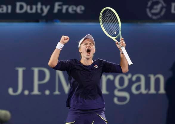 Barbora Krejcikova cheers after victory, jubilation, joy, emotion final, final Dubai Tennis Championships 2023 WTA Dubai Duty Free Tennis Stadium Dubai United Arab Emirates 25 February 2023 Copyright: xJuergenxHasenkopfx