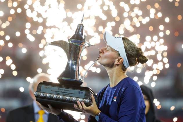 Winner Barbora Krejcikova with trophy, final, final Dubai Tennis Championships 2023 WTA Dubai Duty Free Tennis Stadium Dubai United Arab Emirates 25 February 2023 Copyright: xJuergenxHasenkopfx
