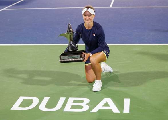 Winner Barbora Krejcikova with trophy, final, final Dubai Tennis Championships 2023 WTA Dubai Duty Free Tennis Stadium Dubai United Arab Emirates 25 February 2023 Copyright: xJuergenxHasenkopfx