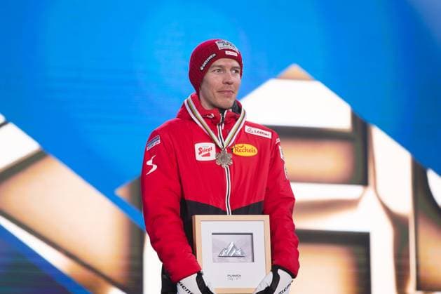 NORDIC SKIING - FIS Nordic WC Planica 2023 KRANJSKA GORA,SLOVENIA,25.FEB.23 - NORDIC SKIING, Ski jumping, Skispringen, Ski, nordisch - FIS Nordic World Ski Championships, medal plaza, award ceremony. Image shows Franz-Josef Rehrl (AUT).  GEPAxpictures xGintarexKarpaviciute