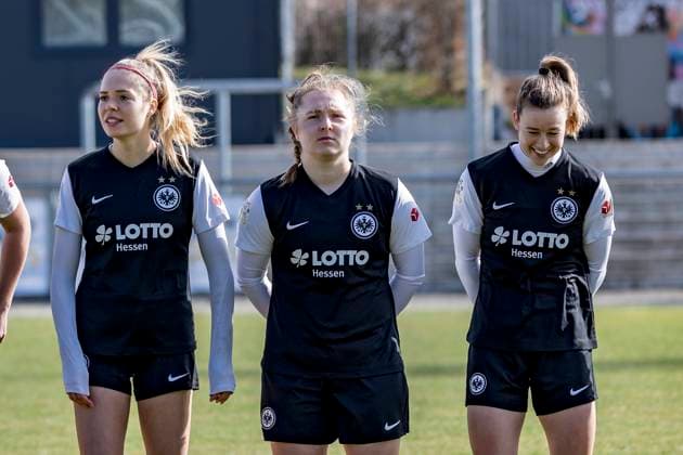 2 Womens Bundesliga Eintacht Frankfurt II Turbine Potsdam II, Stadion am Brentanobad, Frankfurt, 26 02 2023 Janina Hechler Eintracht Frankfurt II 12 Madeleine Steck Eintracht Frankfurt II 20 , Eintracht Frankfurt 2 Turbine Potsdam 2, Frankfurt, Stadion am Brentanobad, 26 2 2023 Copyright: xBEAUTIFULxSPORTS Gawlikx