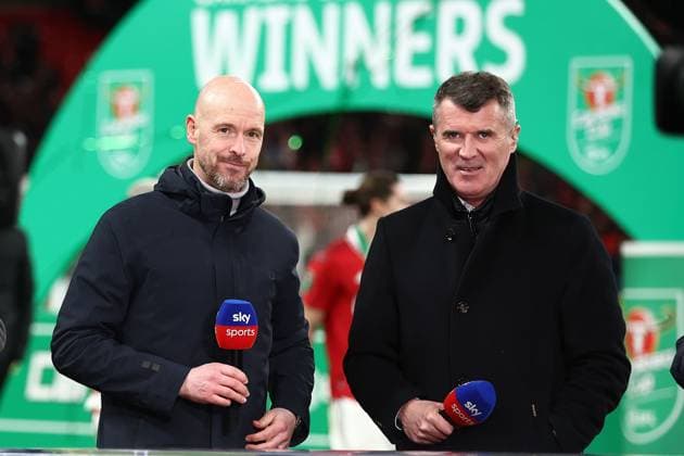 Mandatory Credit: Photo by James Marsh Shutterstock (13781223eb) Manchester United, ManU manager Erik ten Hag with SKY Sports pundit Roy Keane Manchester United v Newcastle United, Carabao Cup, Final, Football, Wembley Stadium, London, UK - 26 Feb 2023 EDITORIAL USE ONLY No use with unauthorised audio, video, data, fixture lists, club league logos or live services. Online in-match use limited to 120 images, no video emulation. No use in betting, games or single club league player publications. Manchester United v Newcastle United, Carabao Cup, Final, Football, Wembley Stadium, London, UK - 26 Feb 2023 EDITORIAL USE ONLY No use with unauthorised audio, video, data, fixture lists, club league logos or live services. Online in-match use limited to 120 images, no video emulation. No use in betting, games or single club league player publications.  Copyright: xJamesxMarsh Shutterstockx 13781223eb