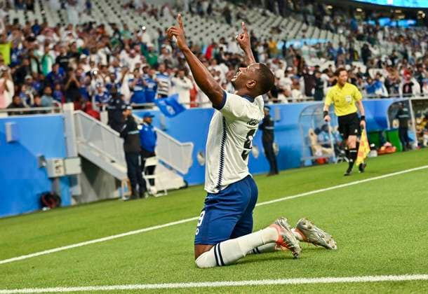 Fußball, AFC Champions League, Al Duhal SC - Al-Hilal Riad Al Hilal Saudi FC v Al Duhal SC - AFC Champions League 2022 Odion Jude Ighalo of Saudi Arabias Al Hilal Saudi FC celebrates after scoring during the AFC Champions League 2022 semi-finals match between Al Hilal Saudi FC and Al Duhal SC at Al Thumama Stadium in Doha, Qatar on 26 February 2023.Al Hilal Saudi FC won 7-0 DOHA Qatar  Copyright: xNoushadxThekkayilx originalFilename:varittyakkal-afcchamp230226_npsOO.jpg