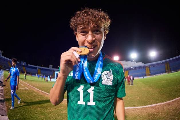 RECORD DATE NOT STATED Concacaf U-17 Championship 2023 Mexico vs United States Final Fidel Barajas of Mexico during the game Mexico (Mexican national team, Nationalteam vs United States (USA) corresponding to the great final of the Concacaf Under-17 Mens Championship Guatemala 2023, at Doroteo Guamuch Flores Stadium, on February 26, 2023. <br><br> Fidel Barajas de Mexico durante el partido Mexico (Seleccion Nacional Mexicana) vs Estados Unidos (EUA), correspondiente a la gran final del campeonato Masculino Sub-17 de la Concacaf Guatemala 2023, en el Estadio Doroteo Guamuch Flores, el 26 de Febrero de 2023. CIUDAD DE GUATEMALA GUATEMALA GUATEMALA  Copyright: xCristianxdexMarchenax 20230226215659_CC_U17_F_MEX_USA_BARAJAS166