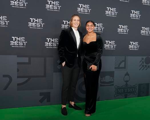Paris, France, February 27th 2023: Ann-Katrin Berger goalkeeper for Germany and Chelsea with her girlfriend Chelsea defender Jess Carter during the The Best FIFA Football Awards 2022 at Salle Pleyel in Paris, France. (Daniela Porcelli SPP) Copyright: xDanielaxPorcellix xSPPx spp-en-DaPoSp-djp270223-100999