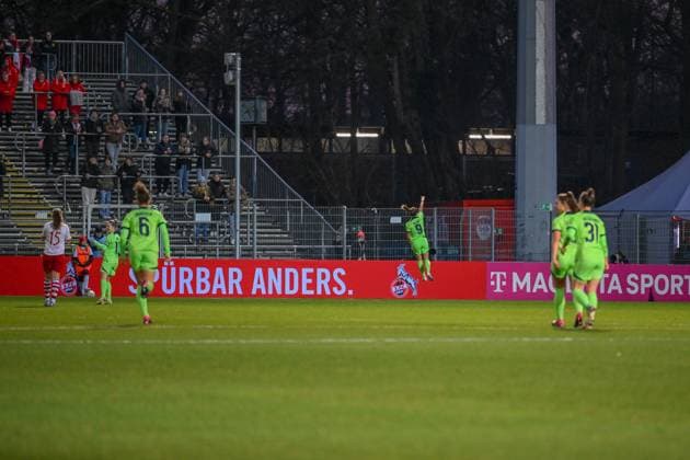 Cologne, Germany, February 28th 2023: Ewa Pajor (9 Wolfsburg) after her goal during the round of 8 match of the DFB-Pokal der Frauen 2022 2023 between 1. FC Koeln and VfL Wolfsburg at the Sportpark Hoehenberg in Cologne, Germany. (Norina Toenges SPP) Copyright: xNorinaxToengesx xSPPx spp-en-NoTo-FCK - VfL-2259