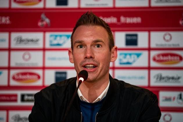 DFB Pokal der Frauen Viertelfinale, 1 FC Koeln VfL Wolfsburg 28 02 2023 Tommy Stroot Trainer VfL Wolfsburg in the press conference DFB Pokal der Frauen Viertelfinale, 1 FC Koeln VfL Wolfsburg, Koeln, Sportpark Hoehenberg DFB REGULATIONS PROHIBIT ANY USE OF PHOTOGRAPHS AS IMAGE SEQUENCES AND OR QUASI VIDEO Copyright: xBEAUTIFULxSPORTS Wunderlx