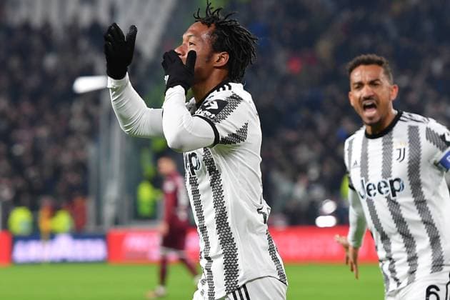 Photo Tano Pecoraro LaPresse February 28, 2023 - Turin, Italy Soccer Juventus vs Torino - Italian Serie A Football Championship 2022 2023 - Allianz Stadium In the photo: cuadrado exultation gol 1-1  Copyright: xTanoxPecoraro LaPressex
