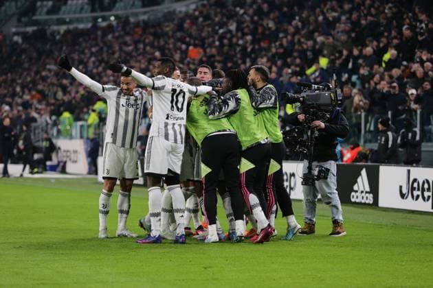 February 28, 2023, Turin, Italy: Bremer of Juventus celebrating with team mates after a goal during the Italian Serie A, football match between Juventus Fc and Torino Fc, on 28 February 2023 at Allianz Stadium, Turin, Italy. Photo Ndrerim Kaceli. italian soccer Serie A match - Juventus FC vs Torino FC, Turin, Italy  - ZUMAl164 20230228_zsa_l164_135 Copyright: xNderimxKacelix