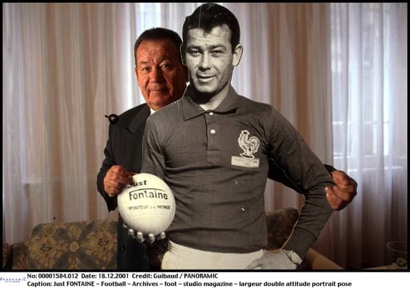 Just FONTAINE - Football - Archives - foot - studio magazine - largeur double attitude portrait pose Magazine Just Fontaine Guibaud Panoramic 