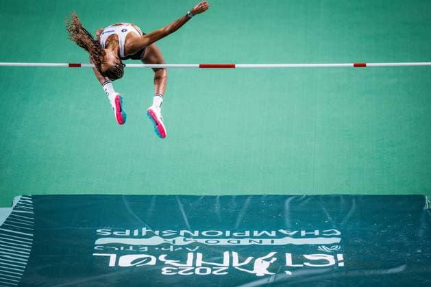 Bilder des Jahres 2023, Sport 03 März Sport Themen der Woche KW09 Sport Bilder des Tages Belgian Nafissatou Nafi Thiam pictured in action during the high jump event of the women s pentathlon competition at the 37th edition of the European Athletics Indoor Championships, in Istanbul, Turkey on Friday 03 March 2023. The championships take place from 2 to 5 March. JASPERxJACOBS  x61369165x